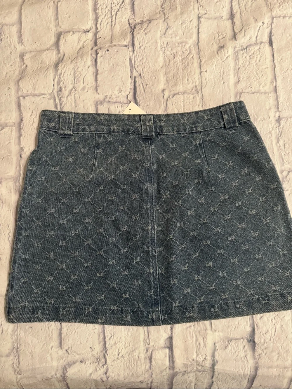 Workshop Republic Clothing Blue Patterned Denim Mini Skirt